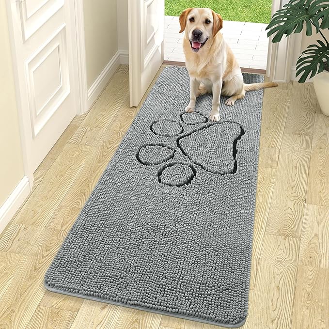 OLANLY Door Mat for Muddy Dog Paws 70x24, Ultra Absorbent Chenille Mud Doormat by OLANLY