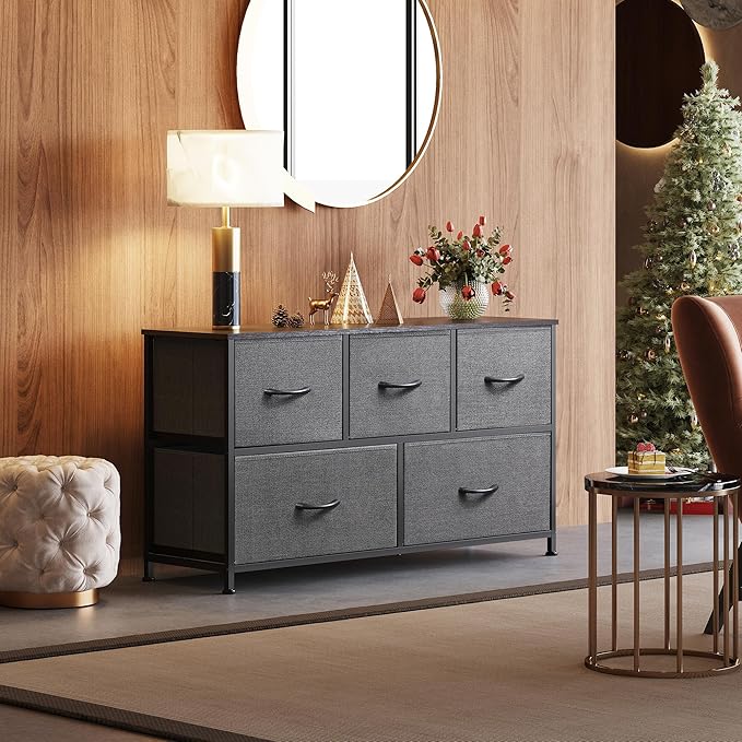 WLIVE Dresser for Bedroom with 5 Drawers, Wide Chest of Drawers, Fabric Dresser - Image 2