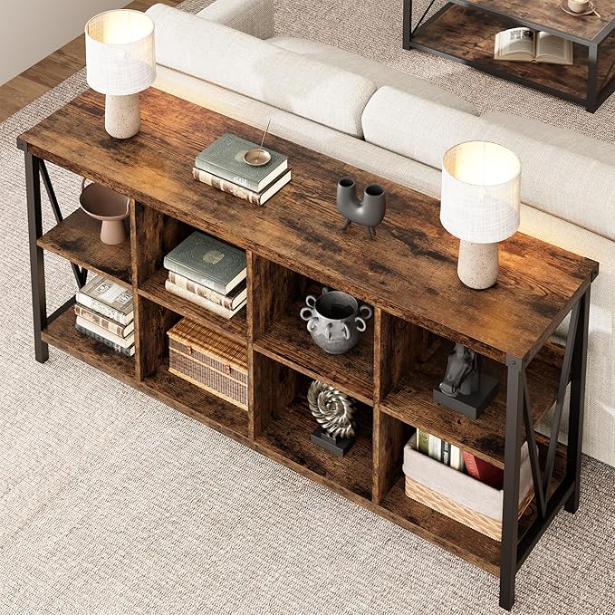 GarveeHome 8 Cube Storage Organizer Bookshelf, 3 Tier Metal Horizontal Bookcase - Image 3