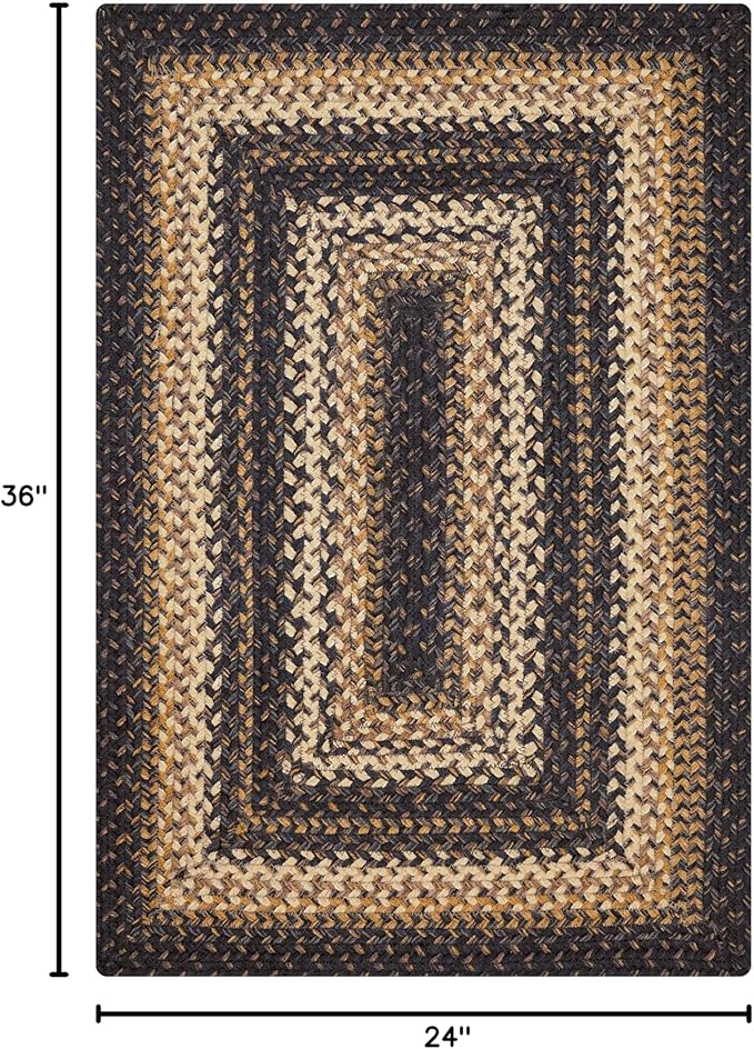 Kilimanjaro Black and Tan Small Braided Rugs, 2x3' Rectangle - Image 2
