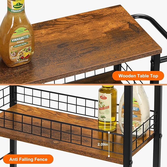 YBING Slim Storage Cart 4 Tier Narrow Kitchen Rolling Cart - Image 3