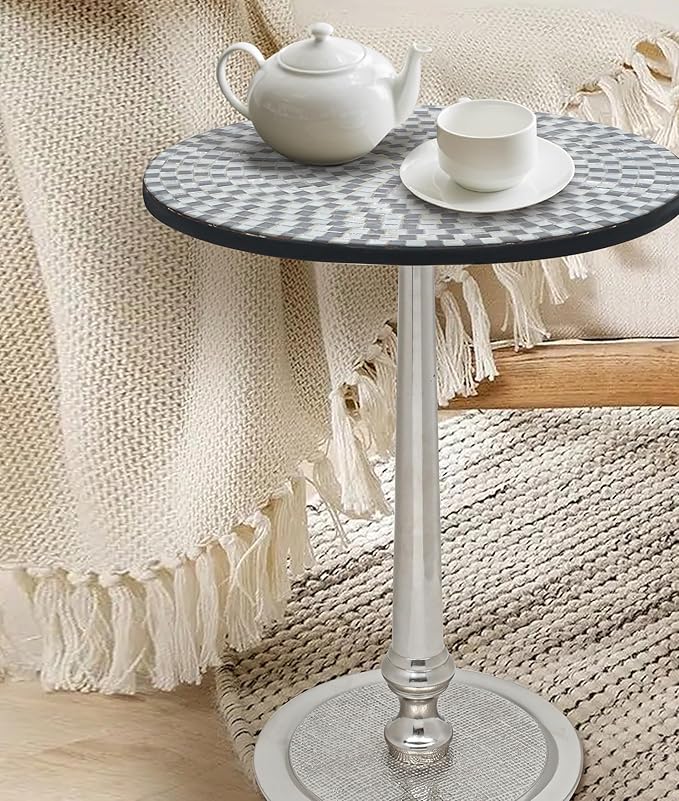 CLEENTABLE Mosaic Coffee Table Stylish Round End Table - Image 9