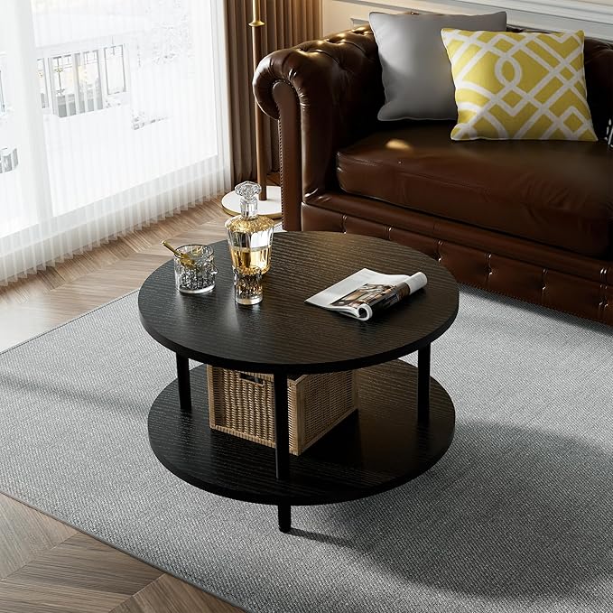 Round Coffee Table, 23.6" Circle Coffee Table - Image 3