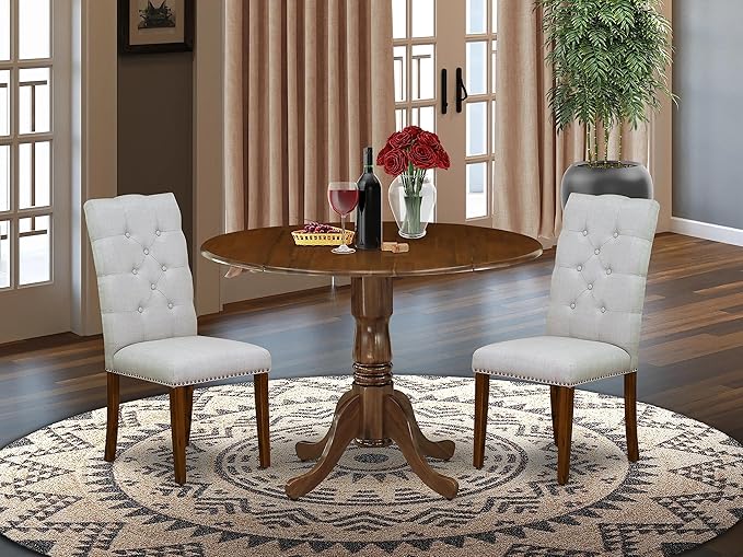 East West Furniture DLEL3-AWA-05 3 Piece Kitchen Table & Chairs Set Consist of - Image 2