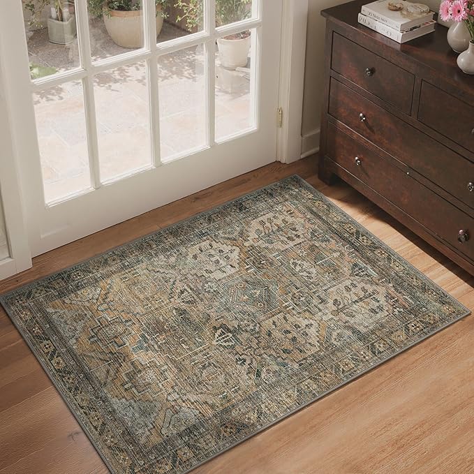 GENIMO 2x3 Area Rugs for Living Room, Machine Washable Non Slip Vintage Rugs - Image 3