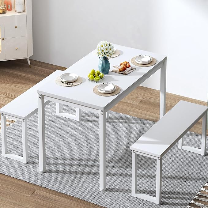 Soges Industrial Style White Dining Table Set - Image 6