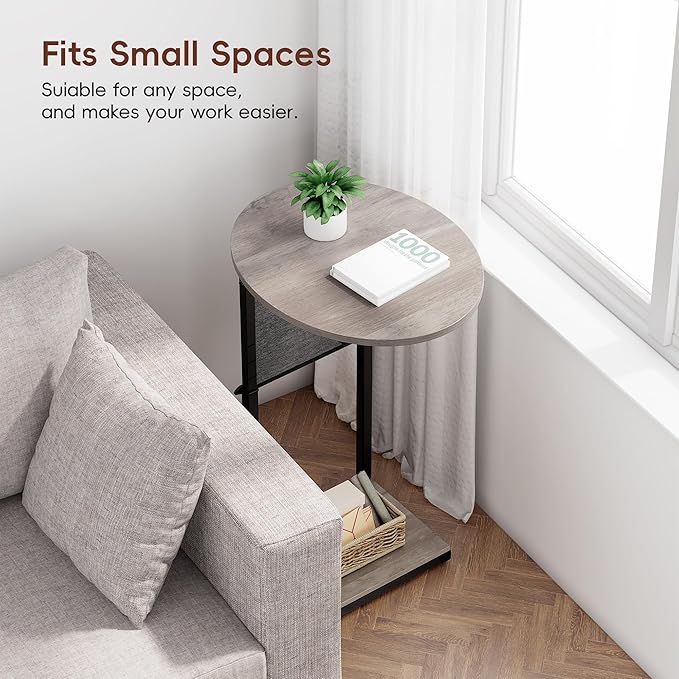 Vagusicc C Shaped End Table, Adjustable Height Small Side Table - Image 9