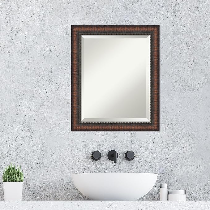 Amanti Art Brown Wall Mirror 24x20 Caleb Brown Rectangle Bathroom Mirror - Image 6
