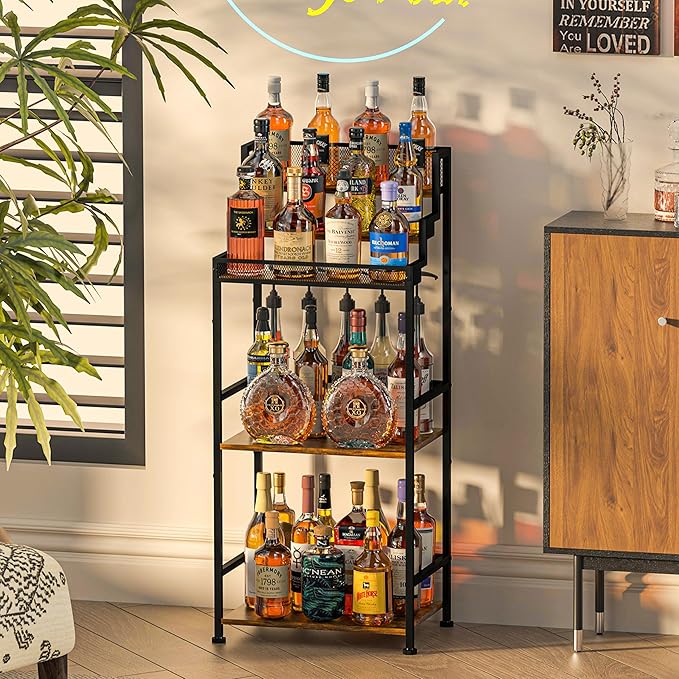 Trapezoidal Liquor Cabinet Bar for Home, Stepped Wine Rack Freestanding Floor - Image 3