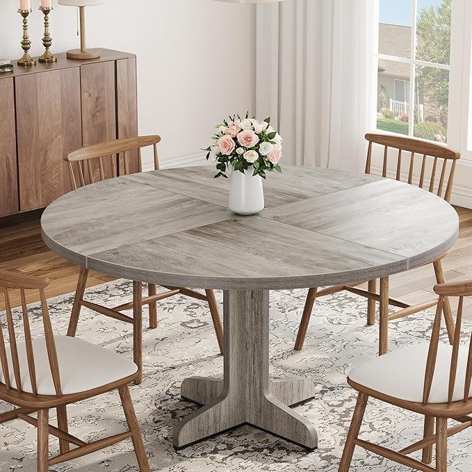 GarveeHome Round Dining Table for 4, 47 Inch Farmhouse Circle Kitchen Table - Image 2