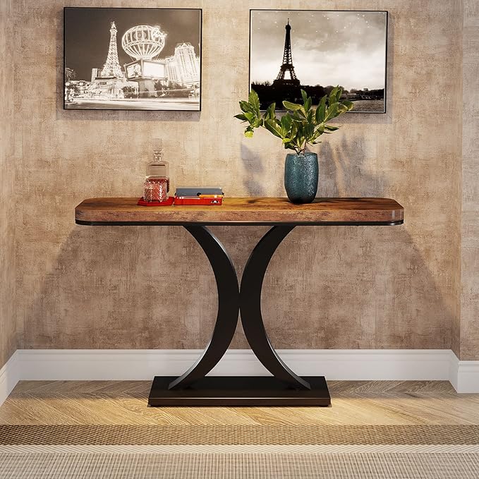 LITTLE TREE Industrial Entryway Console Table, Compact Foyer Hallway Accent - Image 4