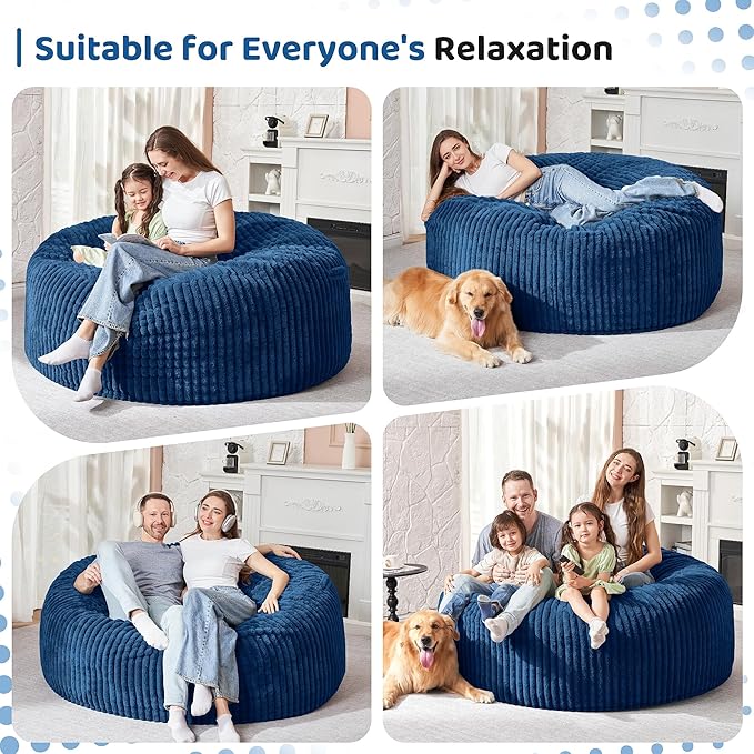 HABUTWAY 4FT Bean Bag Chair, Memory Foam Beanbag Chair - Image 4