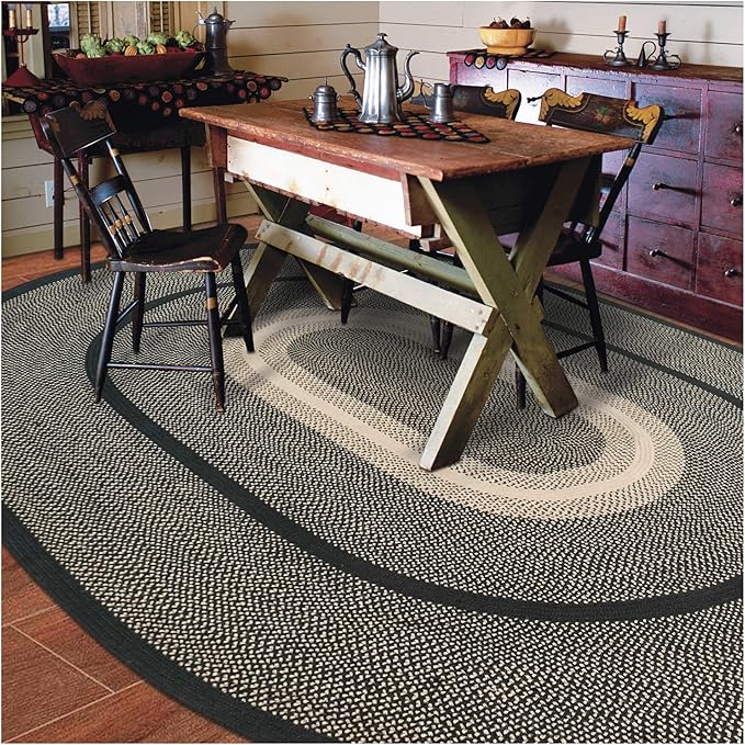 Manchester Black Braided Oval Rug, 4x6' by Homespice