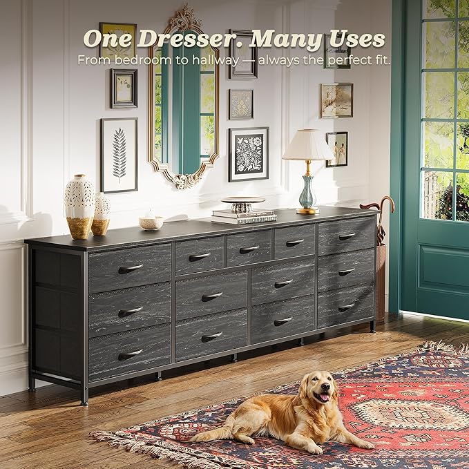 Huuger 70 Inch Dresser for Bedroom, TV Stand for 65, 80 Inch TV, 13 Fabric - Image 7