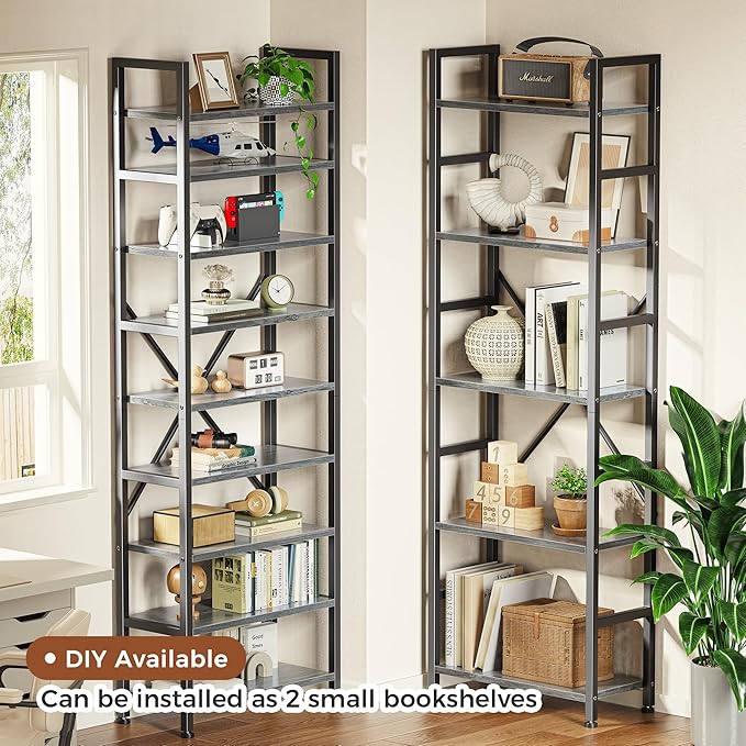 SUPERJARE Triple 5 Tier Bookshelf, Bookcase - Image 7