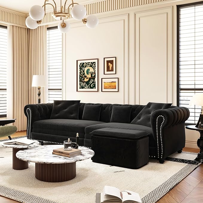 KEIKI 3-in-1 Velvet Chesterfield Sofa Bed - Image 7