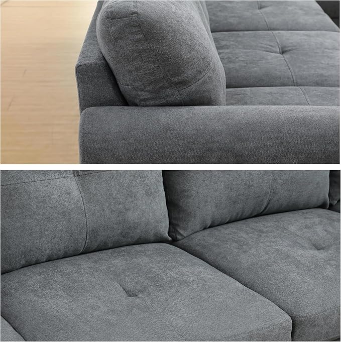 L-Shaped Sectional Sofa with Ottoman, Right-Facing Modern Microfiber Couch - Image 6