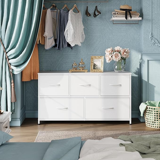 WLIVE Dresser for Bedroom with 5 Drawers, Wide Chest of Drawers, Fabric Dresser - Image 5