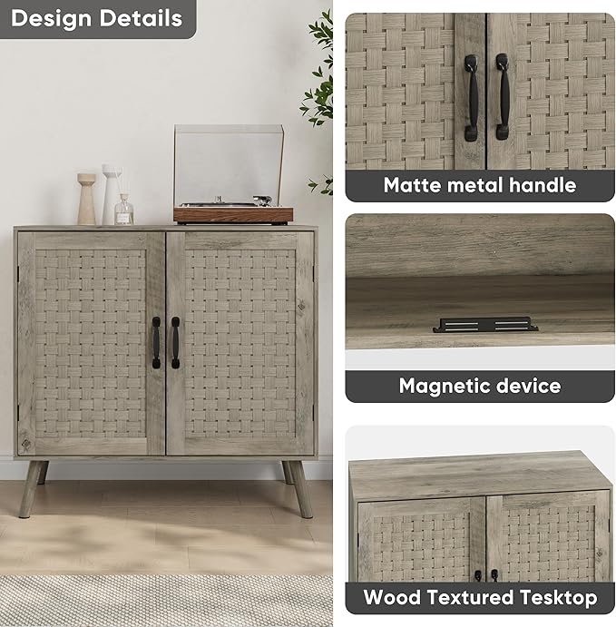 Smuxee Wood Sideboard, Freestanding Buffet Cabinet - Image 5