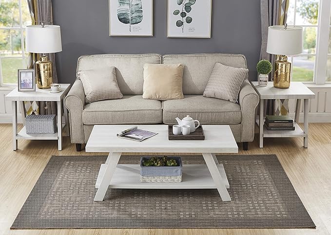 Roundhill Furniture Athens Contemporary 3-Piece Wood Shelf Coffee Table Set by RoundhillFurniture