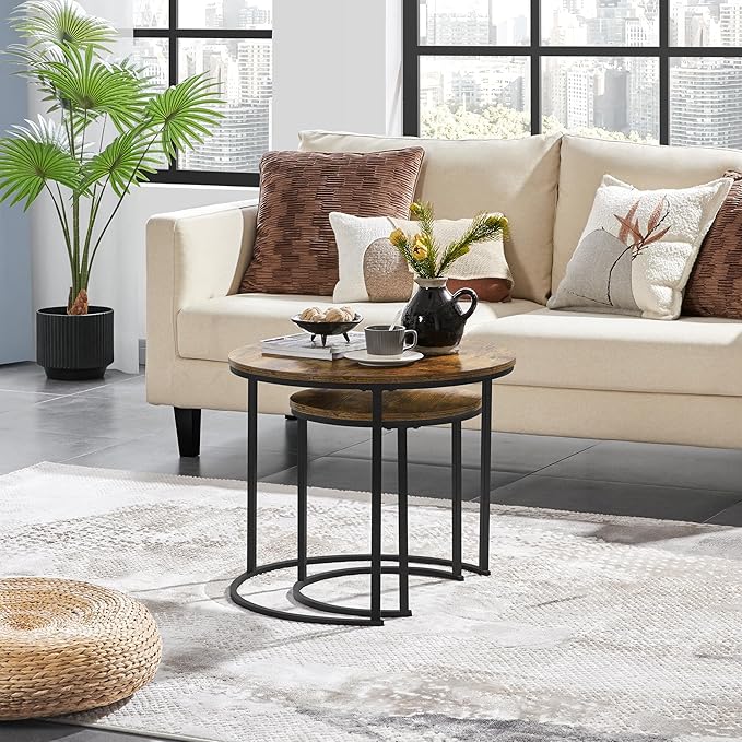 Yaheetech Nesting Coffee Table, Round Coffee Table - Image 9