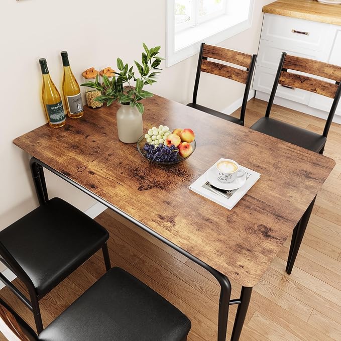 Dining Table for 4, Small Table and Chairs Set of 4, Square Dinette Set for 4 - Image 2