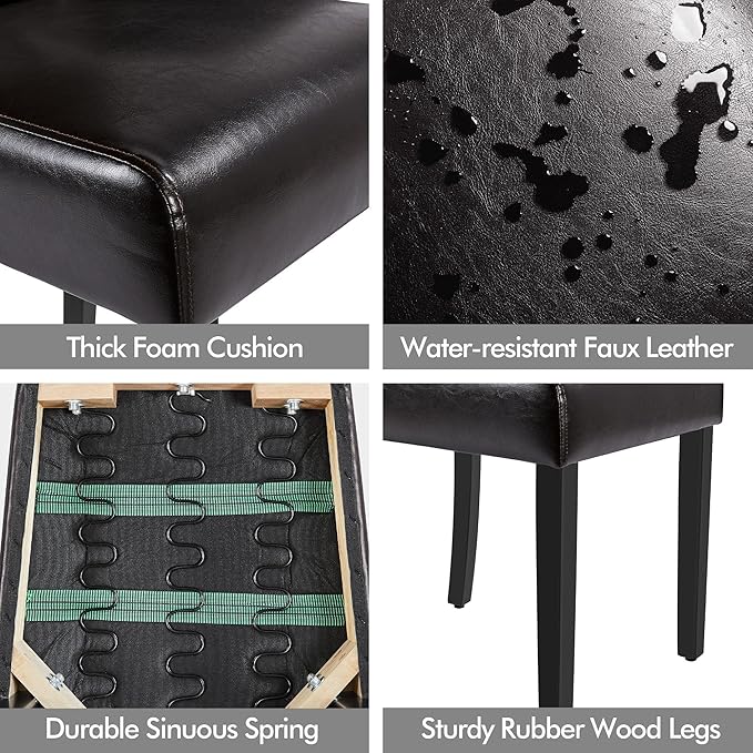 Yaheetech Dining Chairs Set of 6 Modern Style Faux Leather Dining Room Chairs - Image 5