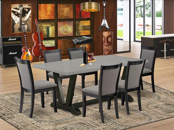 East West Furniture V697MZ650-7 7 Piece Dinette Set Consist of a Rectangle - Image 2