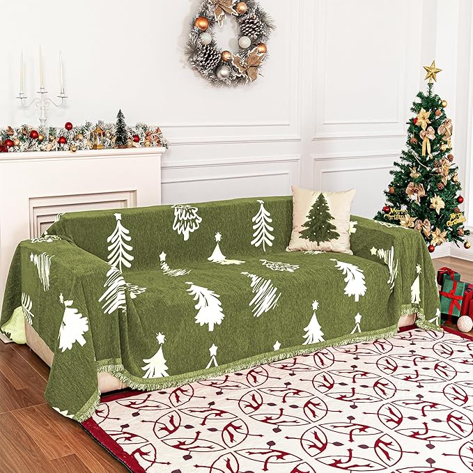 MYSKY HOME 71X134 inches Sofa Christmas Couch Cover, Sectional Sofa Covers Sofa by MYSKYHOME