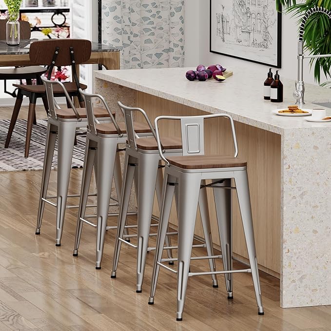 Yongchuang 30 inch Bar Stools Set of 4 Bar Height Metal Barstools - Image 6