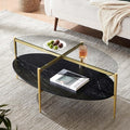 Oval Glass Coffee Table, Mid-Century Modern Design, L43 x W22 x H17 inch by LumFurn