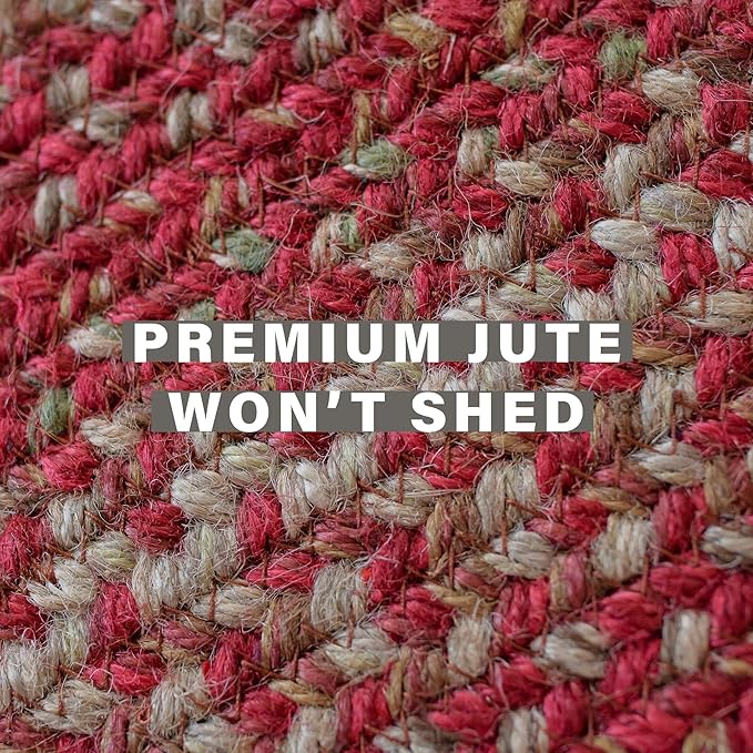 Homespice Apple Pie Jute Red 8x10' Braided Oval Area Rugs - Image 5