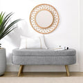 Oval Storage Bench 43.5" Linen Fabric Upholstered Entryway Bench by ECLYLFurniture