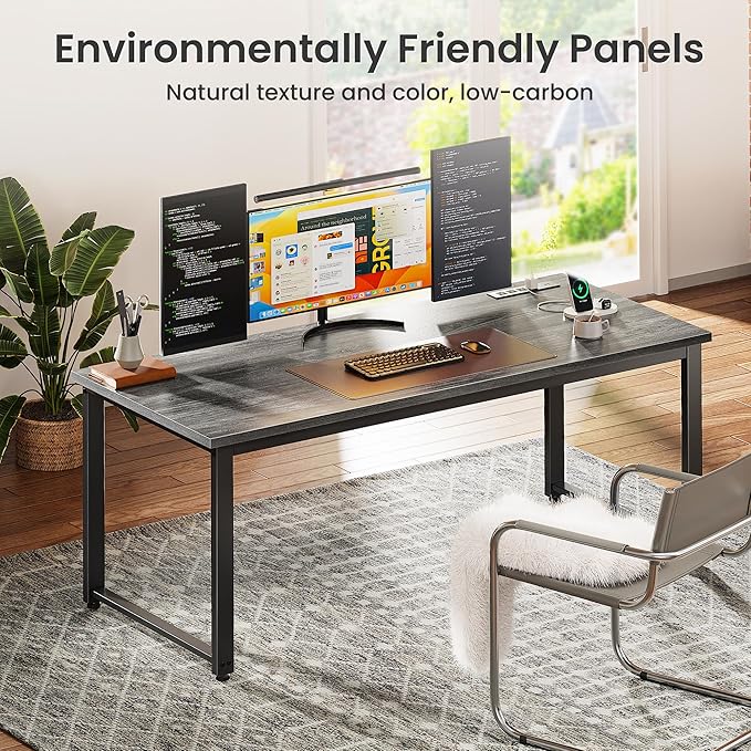 Huuger 55 x 24 inch Desk with Power Outlets & USB-C, Deeper & Thicker Desktop - Image 4