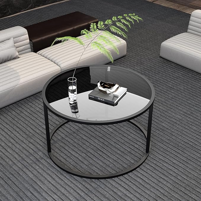 Glass Coffee Table Modern Center Table, Minimalist Round Coffee Tea Table - Image 6