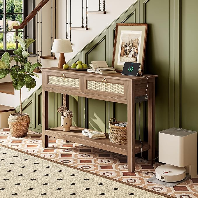 SUPERJARE Rattan Console Sofa Table - Image 8