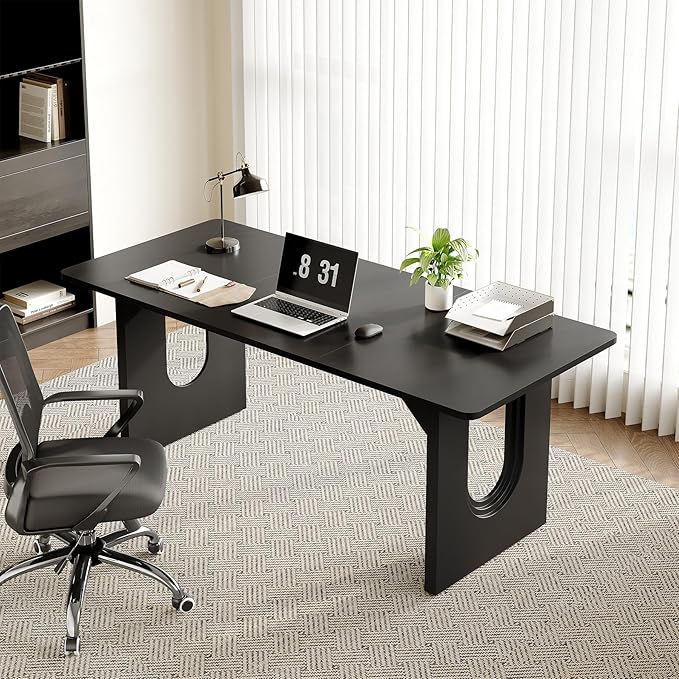 LITTLE TREE 70.8-Inch Home Office Desk, Study Writing Work Desk - Image 5