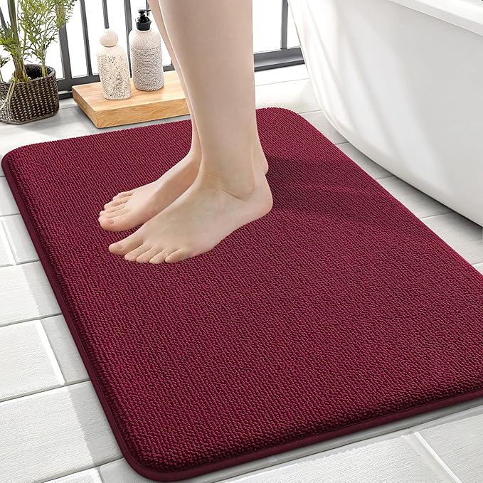 OLANLY Thick Memory Foam Bath Mat Rug 24x16, Extra Soft Absorbent Bathroom Rug by OLANLY