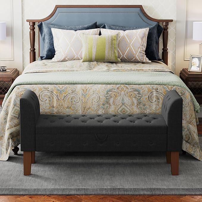 Awonde Storage Bench for Bedroom End of Bed Button Tufted Upholstered Bench - Image 5