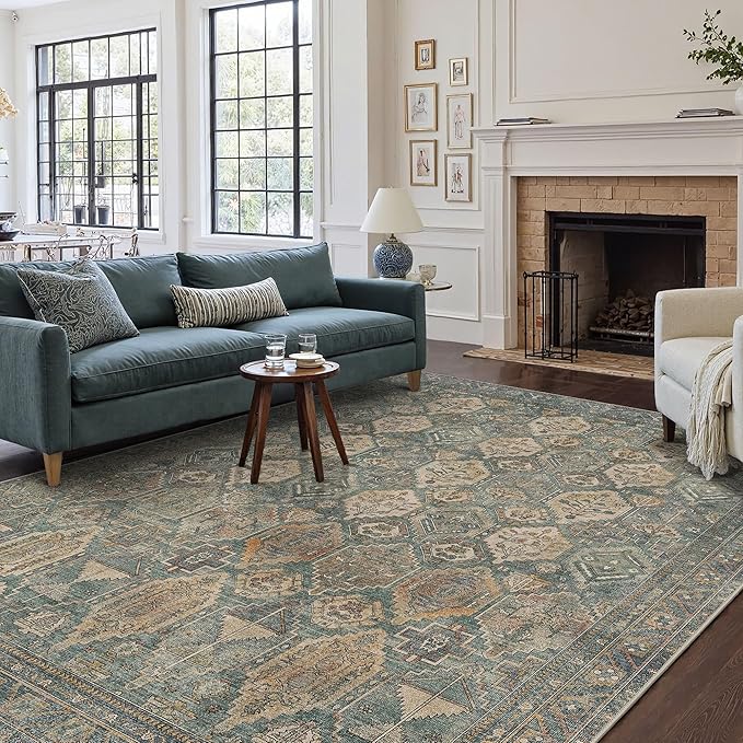 GENIMO 8x10 Area Rugs for Living Room, Machine Washable Non Slip Vintage Rugs by GENIMO