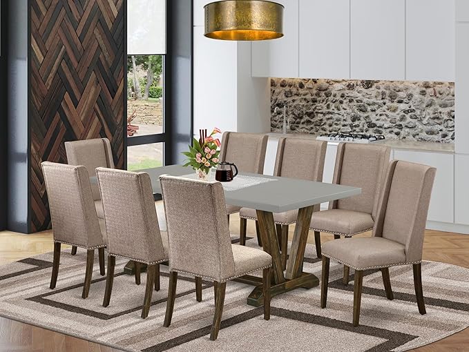 East West Furniture V797FL716-9 9 Piece Dining Room Table Set Includes a - Image 2