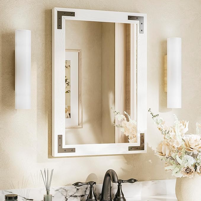 TETOTE 18 x 26 White Wood Mirror by TETOTE