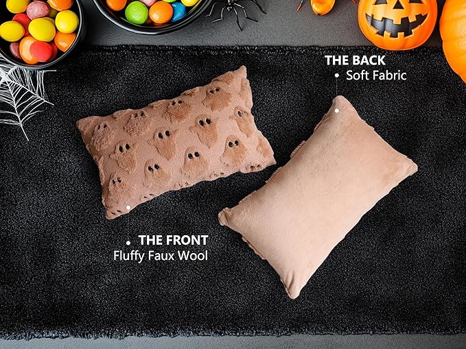 4TH Emotion Halloween Ghost Decorative Lumbar Pillow Covers 12x20 Set of 2 - Image 5