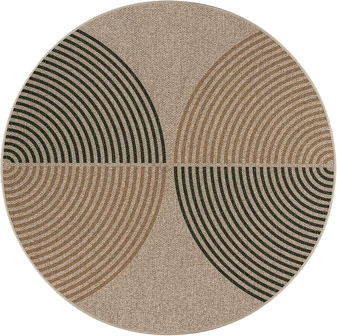 Lahome Modern Rainbow Round Rug, 6ft Easy Jute Circle Patio Rug Washable Indoor - Image 6