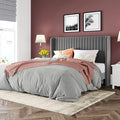 Allewie Queen Size Velvet Bed Frame/Vertical Channel Tufted Wingback by Allewie