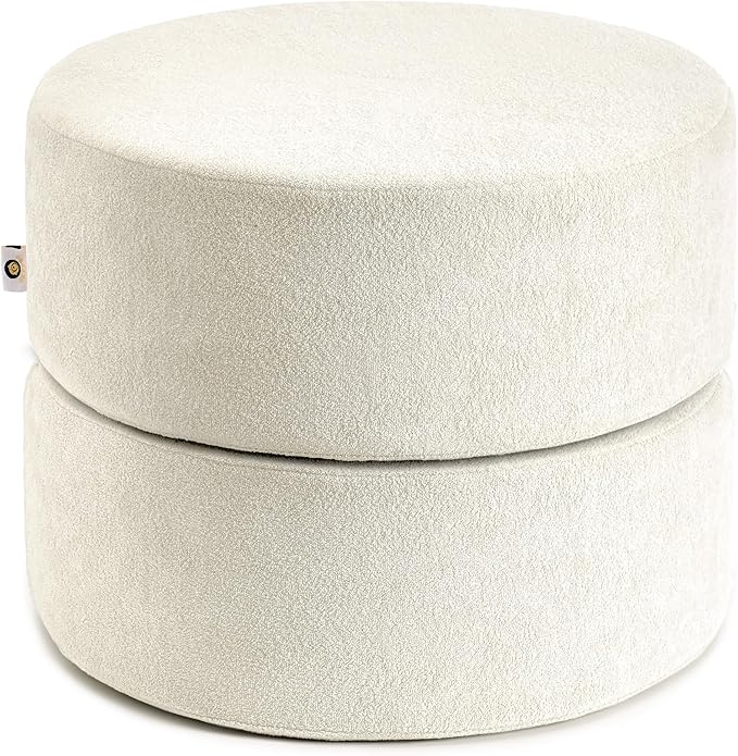 Pouf Ottoman Foot Rest Stool, Double Layer Round Modern Foam Filled Foot Stool by Deppon