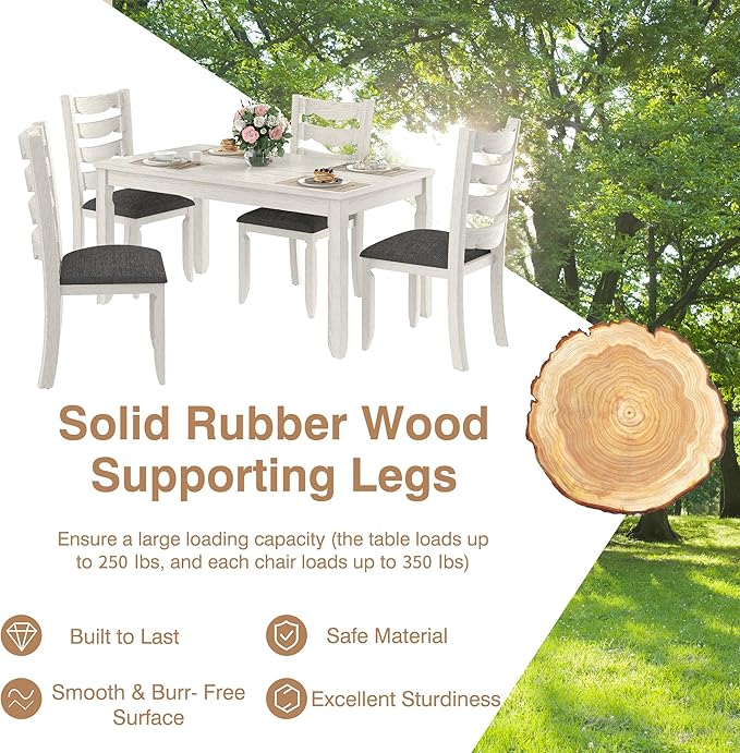 Solid Wood Dining Chair Set of 6, Kitchen Dining Room Chair - Image 5