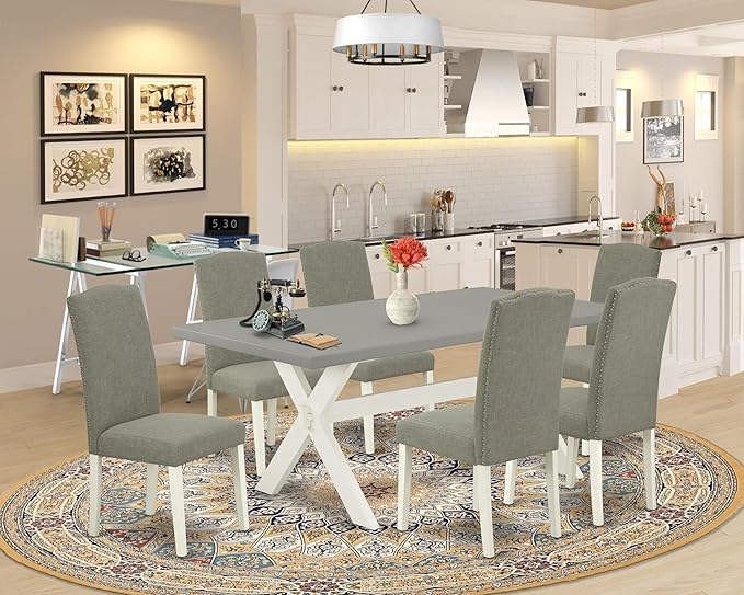 East West Furniture X097EN206-7 7 Piece Dining Room Table Set Consist of a - Image 2