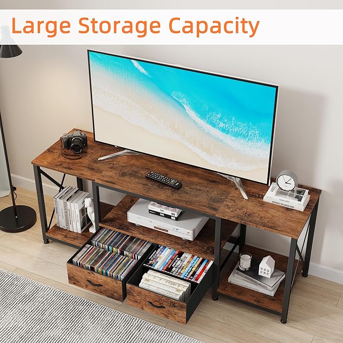 TV Stand with Fabric Drawers for 65 70 75 Inches TV - Image 3
