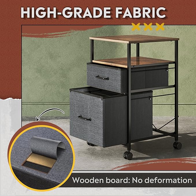 DEVAISE 2 Drawer Mobile File Cabinet, Rolling Printer Stand - Image 6